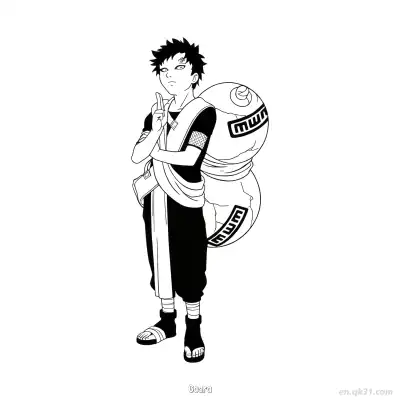 Free printable Gaara Classic Ninja Stance Naruto Coloring Page  coloring page