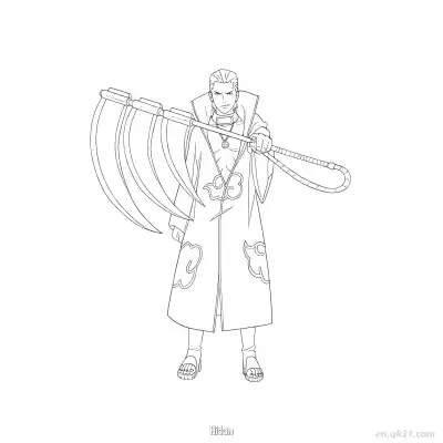 Free printable Hidan Akatsuki Scythe Weapon Naruto Coloring Page  coloring page