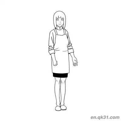 Free printable Hinata Hyuga Apron Outfit Naruto Coloring Page coloring page