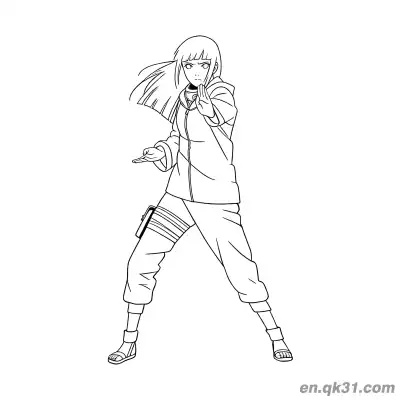Free printable Hinata Hyuga Battle Hand Seal Naruto Coloring Page coloring page