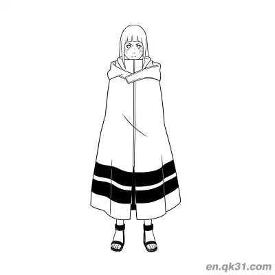 Free printable Hinata Hyuga Cape Outfit Naruto Coloring Page coloring page