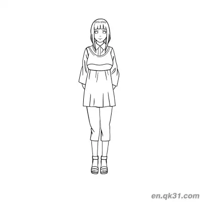 Free printable Hinata Hyuga Casual Dress Outfit Naruto Coloring Page coloring page