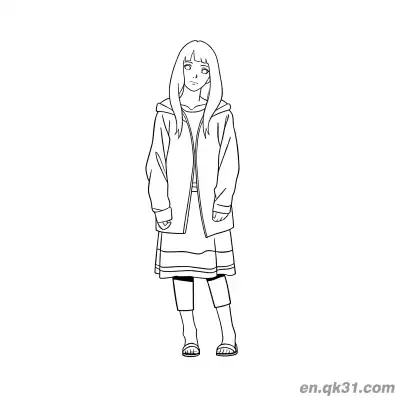 Free printable Hinata Hyuga Casual Jacket Outfit Naruto Coloring Page coloring page