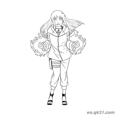 Free printable Hinata Hyuga Chakra Burst Naruto Coloring Page coloring page