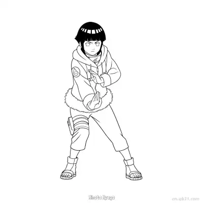Free printable Hinata Hyuga Gentle Fist Defense Naruto Coloring Page  coloring page