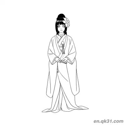 Free printable Hinata Hyuga Kimono Outfit Naruto Coloring Page coloring page