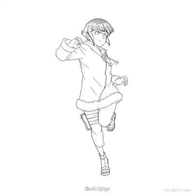 Free printable Hinata Hyuga Short Hair Dynamic Punch Naruto Coloring Page  coloring page
