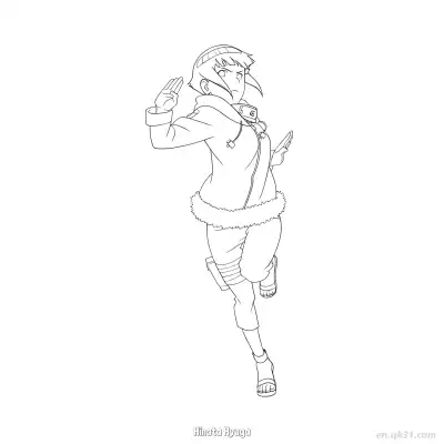 Free printable Hinata Hyuga Short Hair Running Action Naruto Coloring Page  coloring page