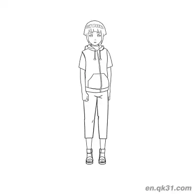 Free printable Hinata Hyuga Short Sleeve Hoodie Naruto Coloring Page coloring page