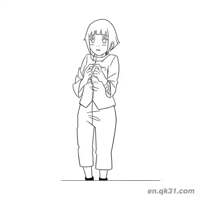 Free printable Hinata Hyuga Shy Office Attire Naruto Coloring Page coloring page
