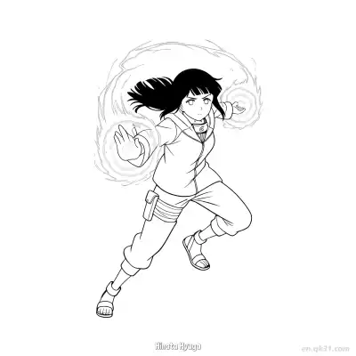 Free printable Hinata Hyuga Twin Lion Fists Jutsu Naruto Coloring Page  coloring page