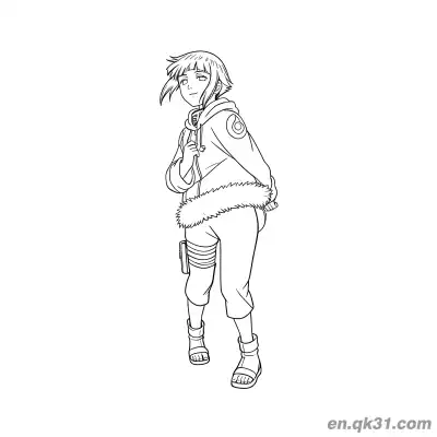 Free printable Hinata Hyuga Winter Outfit Playful Pose Naruto Coloring Page coloring page