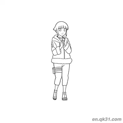 Free printable Hinata Hyuga Winter Outfit Shy Naruto Coloring Page coloring page