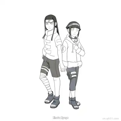 Free printable Hinata Hyuga and Neji Hyuga Naruto Coloring Page  coloring page