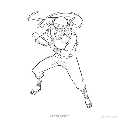 Free printable Hiruzen Sarutobi Hokage Battle Stance Naruto Coloring Page  coloring page