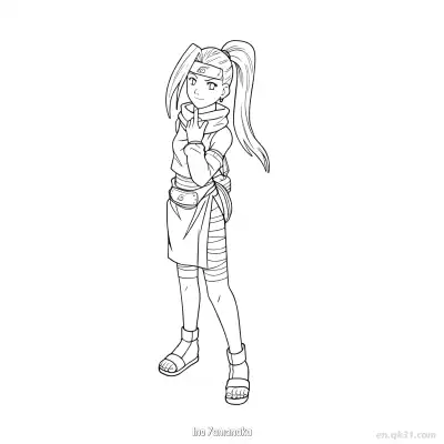 Free printable Ino Yamanaka Ponytail Ninja Naruto Coloring Page  coloring page