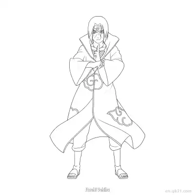 Free printable Itachi Uchiha Akatsuki Jutsu Hand Sign Naruto Coloring Page  coloring page