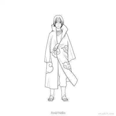 Free printable Itachi Uchiha Battle Stance Naruto Coloring Page  coloring page