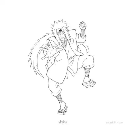 Free printable Jiraiya Sage Mode Dynamic Stance Naruto Coloring Page  coloring page