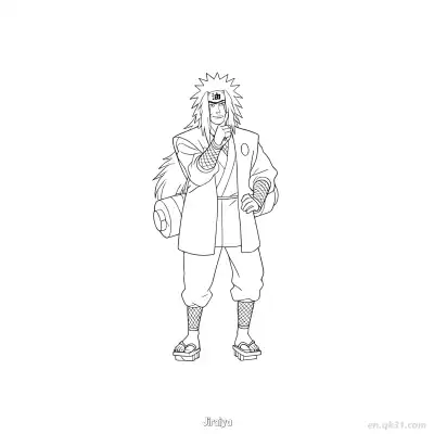 Free printable Jiraiya Thinking Pose Mount Fuji Naruto Coloring Page  coloring page
