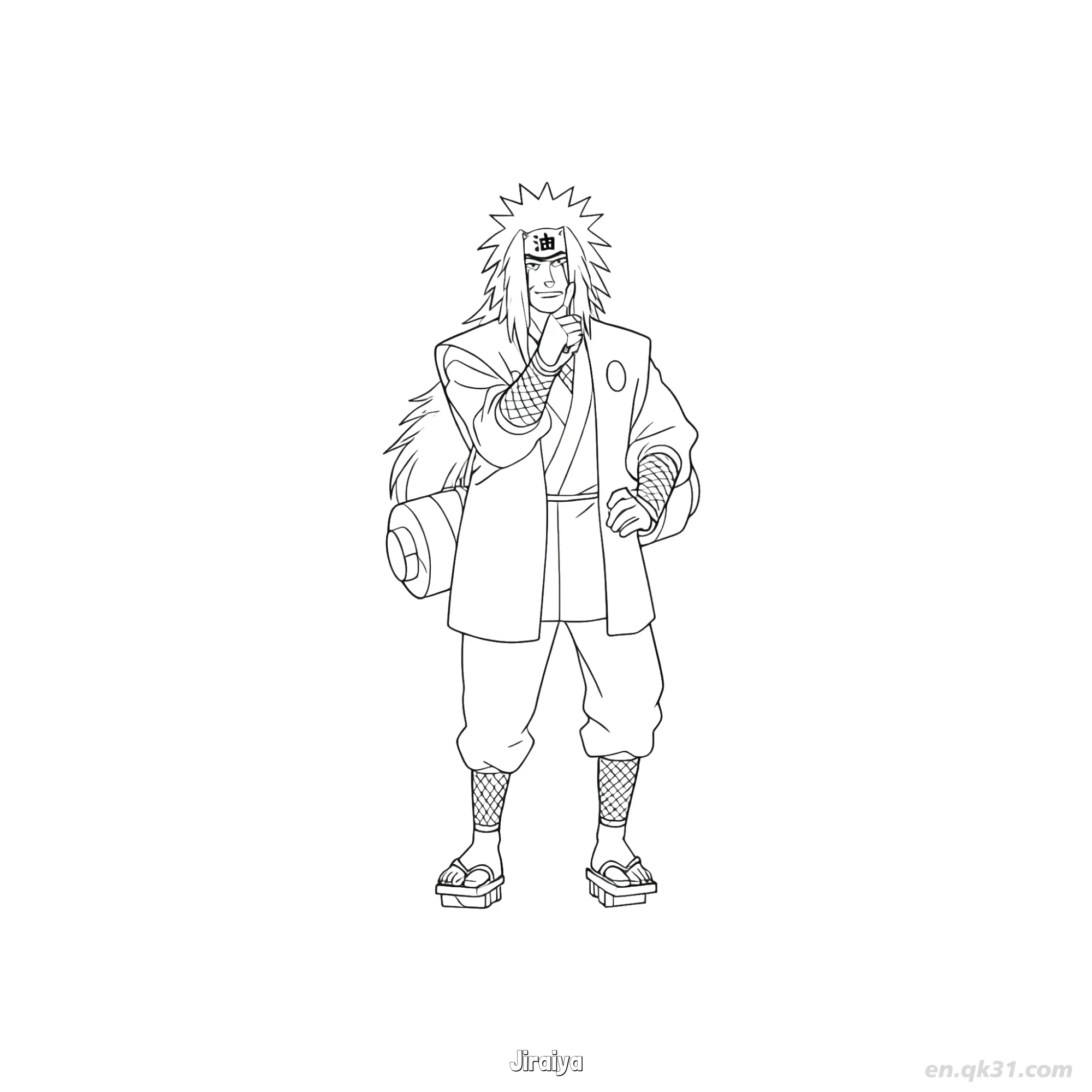 Jiraiya Thinking Pose Mount Fuji Naruto Coloring Page  – Free Printable Coloring Page for Kids and Adults