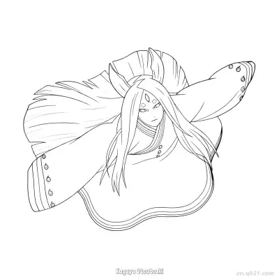 Free printable Kaguya Otsutsuki Flying Pose Naruto Coloring Page  coloring page
