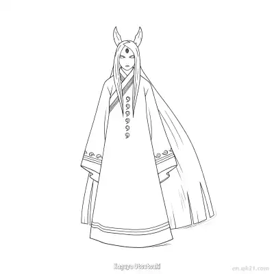 Free printable Kaguya Otsutsuki Full Robe Outline Naruto Coloring Page  coloring page