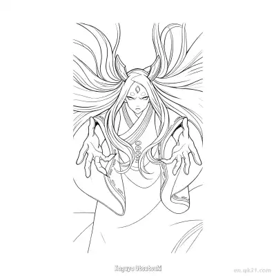 Free printable Kaguya Otsutsuki Hands Outstretched Naruto Coloring Page  coloring page