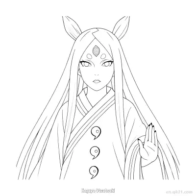 Free printable Kaguya Otsutsuki Long Hair Close Up Naruto Coloring Page  coloring page