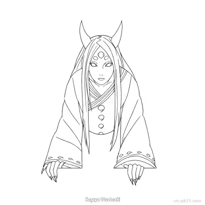 Free printable Kaguya Otsutsuki Looking Down Mouthless Naruto Coloring Page  coloring page