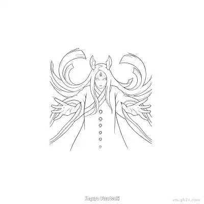 Free printable Kaguya Otsutsuki Six Commas Design Naruto Coloring Page  coloring page