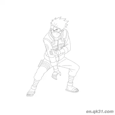 Free printable Kakashi Hatake Battle Ready Stance Naruto Coloring Page coloring page