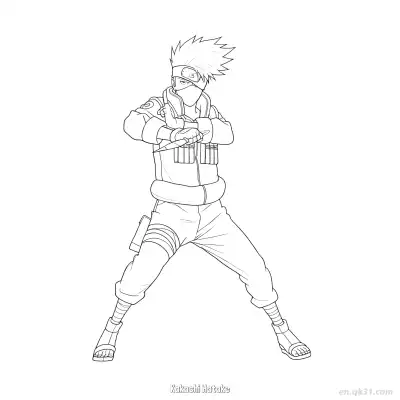 Free printable Kakashi Hatake Chunin Vest Arms Crossed Naruto Coloring Page  coloring page