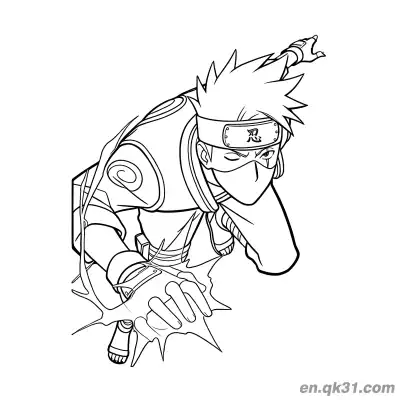 Free printable Kakashi Hatake Diving Assault Prep Naruto Coloring Page coloring page