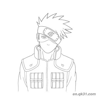 Free printable Kakashi Hatake Half Portrait Naruto Coloring Page coloring page