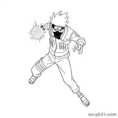 Free printable Kakashi Hatake Rasengan Battle Naruto Coloring Page coloring page