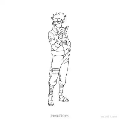 Free printable Kakashi Hatake Reading Book Full Body Naruto Coloring Page  coloring page