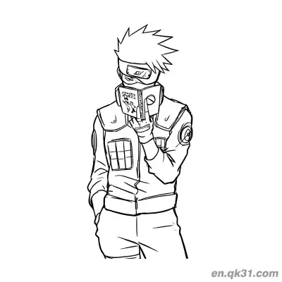 Free printable Kakashi Hatake Reading Book Naruto Coloring Page coloring page