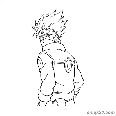 Free printable Kakashi Hatake Side Profile Back View Naruto Coloring Page coloring page