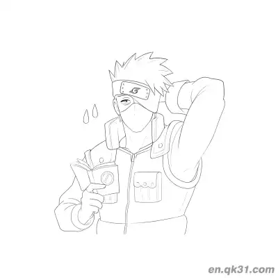 Free printable Kakashi Hatake Sweating Fatigued Naruto Coloring Page coloring page