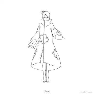 Free printable Konan Akatsuki Robe Front View Naruto Coloring Page  coloring page