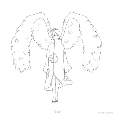 Free printable Konan Angel Wings Paper Jutsu Naruto Coloring Page  coloring page