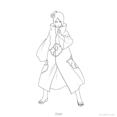 Free printable Konan Hand Sign Index Finger Naruto Coloring Page  coloring page