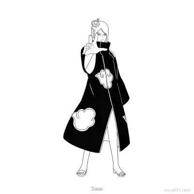 Free printable Konan Paper Jutsu Outstretched Hand Naruto Coloring Page  coloring page