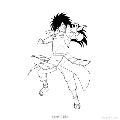 Free printable Madara Uchiha Battle Stance Naruto Coloring Page  coloring page