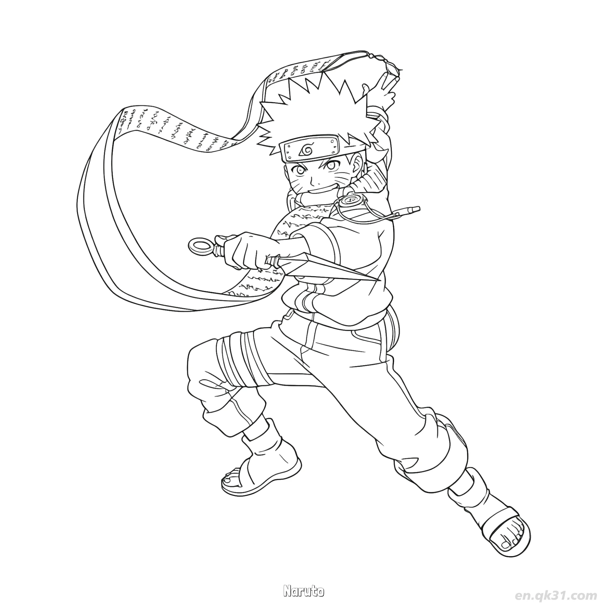 Naruto Nine Tails Chakra Mode Naruto Coloring Page  – Free Printable Coloring Page for Kids and Adults