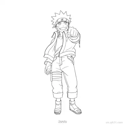 Free printable Naruto Uzumaki Hands on Hips Smiling Naruto Coloring Page  coloring page