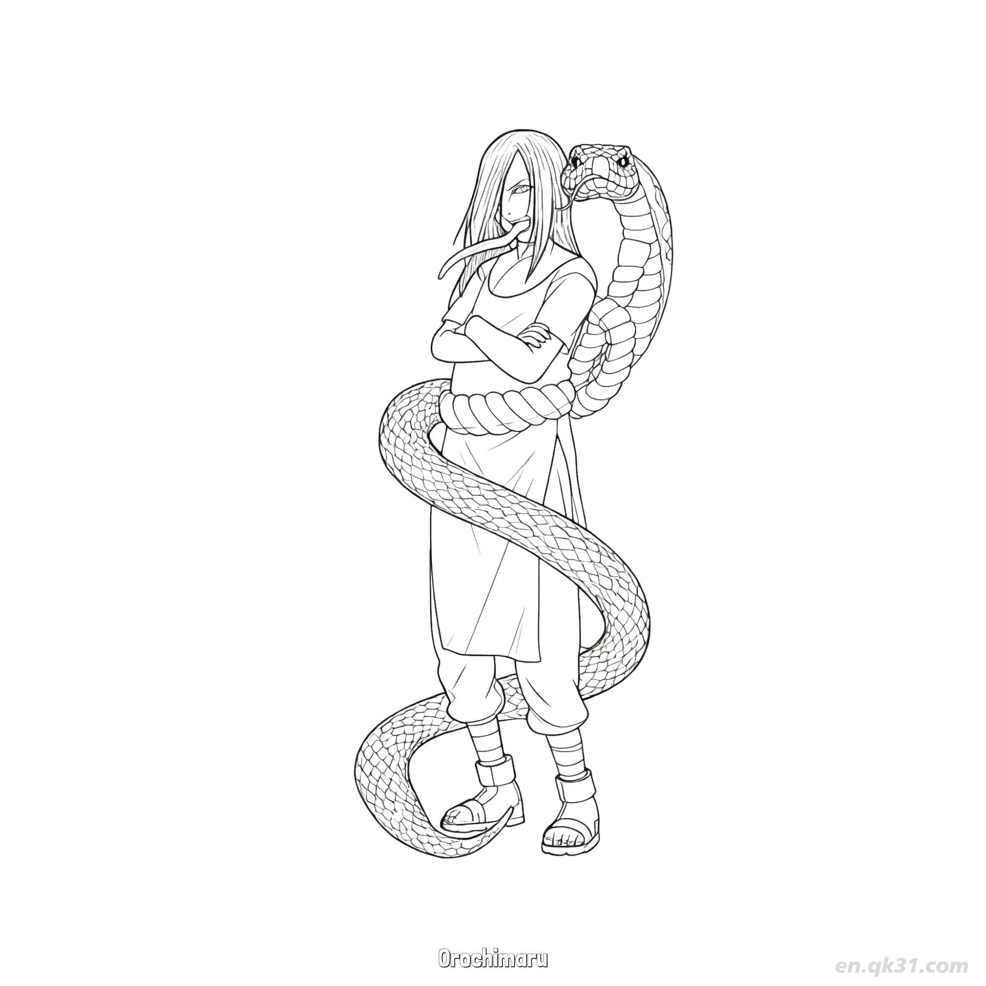 Orochimaru Tongue Out Full View Naruto Coloring Page  – Free Printable Coloring Page for Kids and Adults