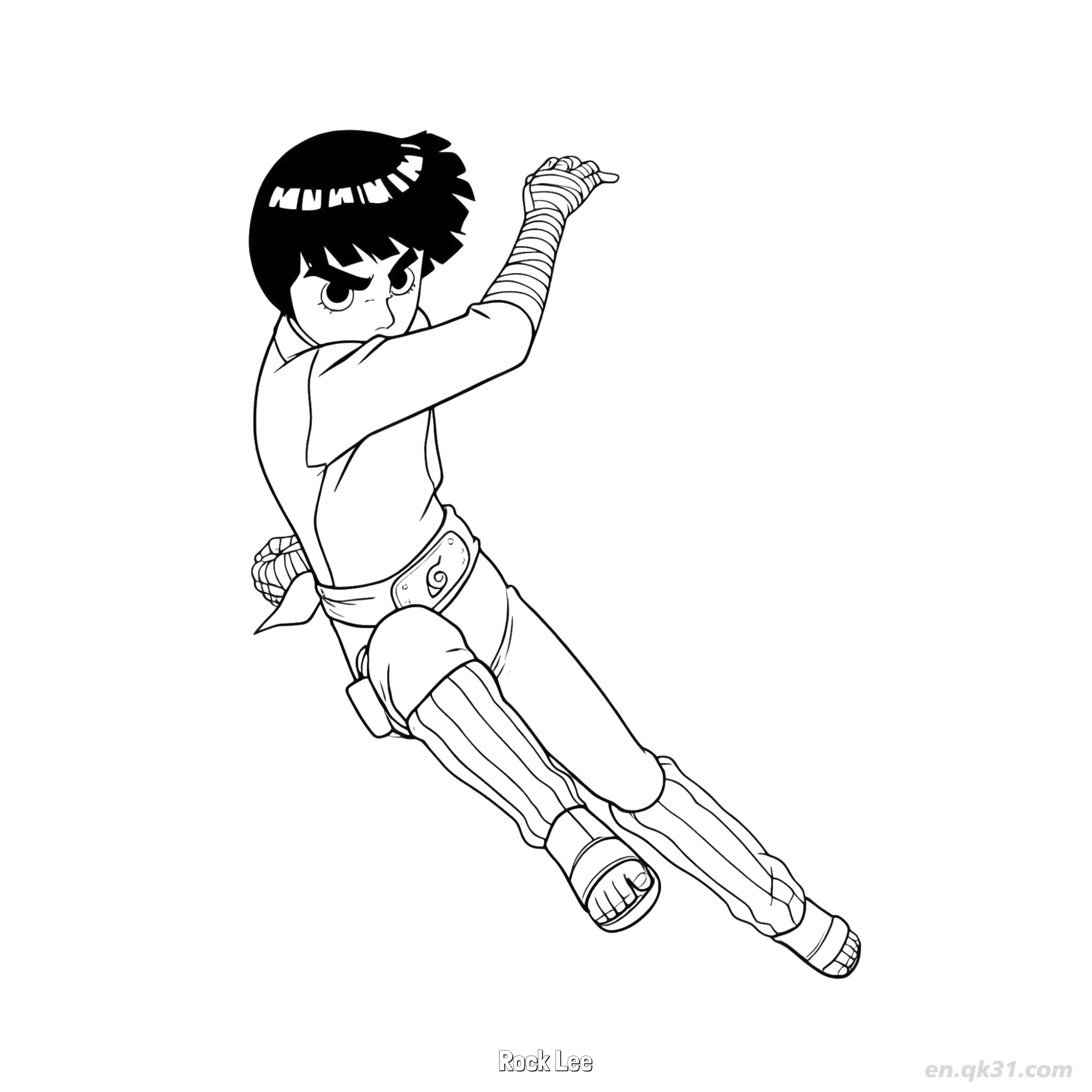 Rock Lee Arms Crossed Confident Naruto Coloring Page  – Free Printable Coloring Page for Kids and Adults