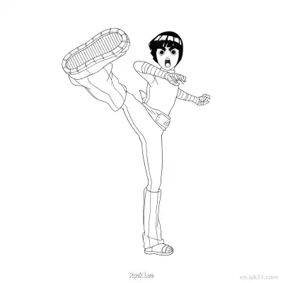 Free printable Rock Lee Dynamic Rush Run Naruto Coloring Page  coloring page